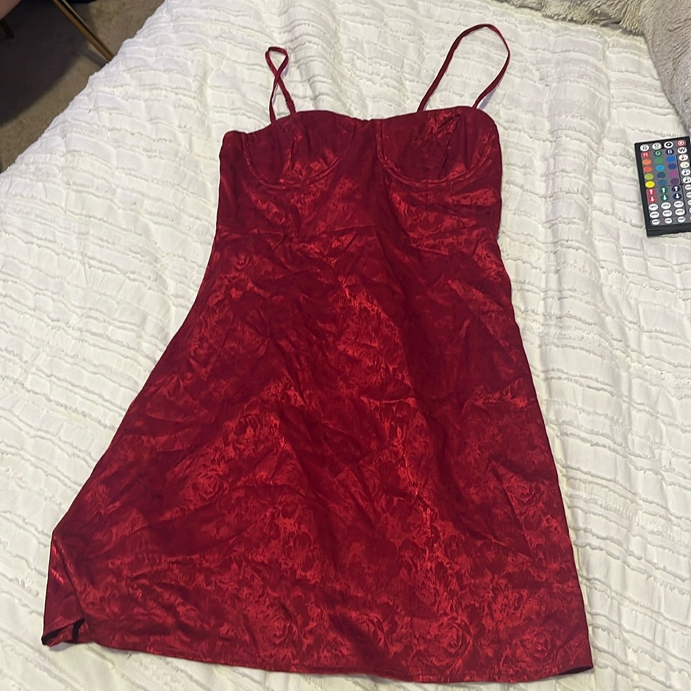 Red floral mini dress from Princess Polly